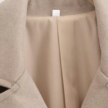 Cropped Trench Coat for Women Fall Winter Double Breasted Notched Lapel Jackets Fashion Coat