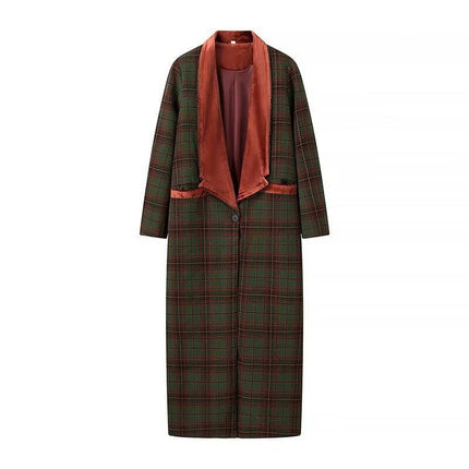 Women's Winter Coats Long Sleeve One Buttoned Notched Lapel Jackets Long Overcoat
