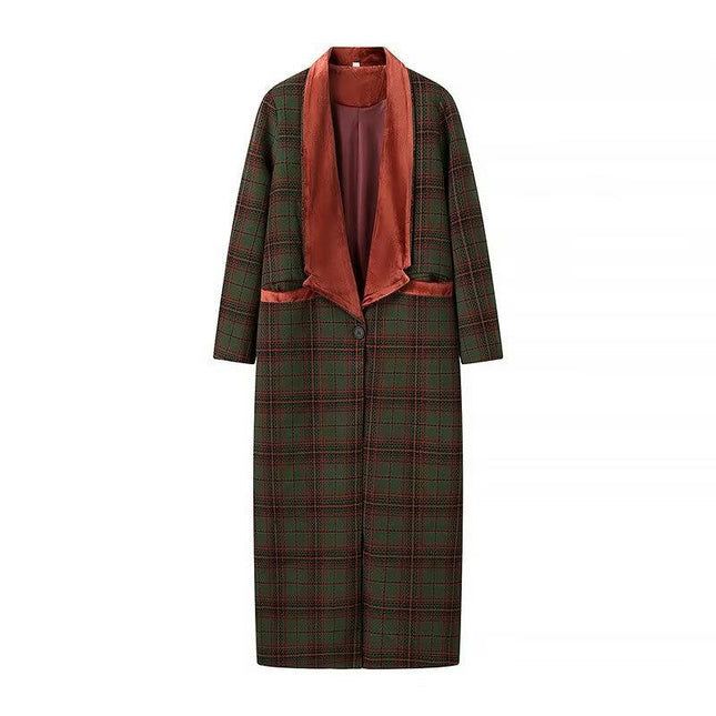 Women's Winter Coats Long Sleeve One Buttoned Notched Lapel Jackets Long Overcoat