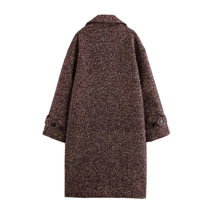 Women's Winter Mid Length Coat Casual Notch Lapel Single-Breasted Overcoat