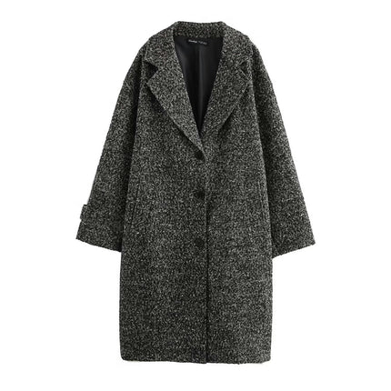 Women's Winter Mid Length Coat Casual Notch Lapel Single-Breasted Overcoat