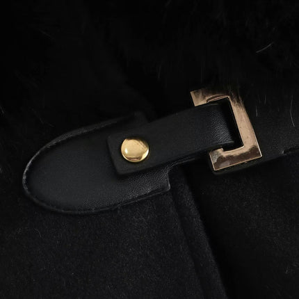 Women's Wool Blend Coat Faux Fur Collar Jacket Winter Warm Overcoat with Belt