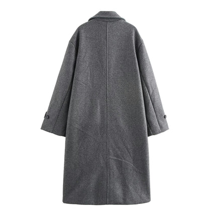 Women's Winter Blend Coat Casual Notch Lapel Double-Breasted Jackets Overcoat