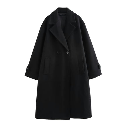 Women's Winter Blend Coat Casual Notch Lapel Double-Breasted Jackets Overcoat