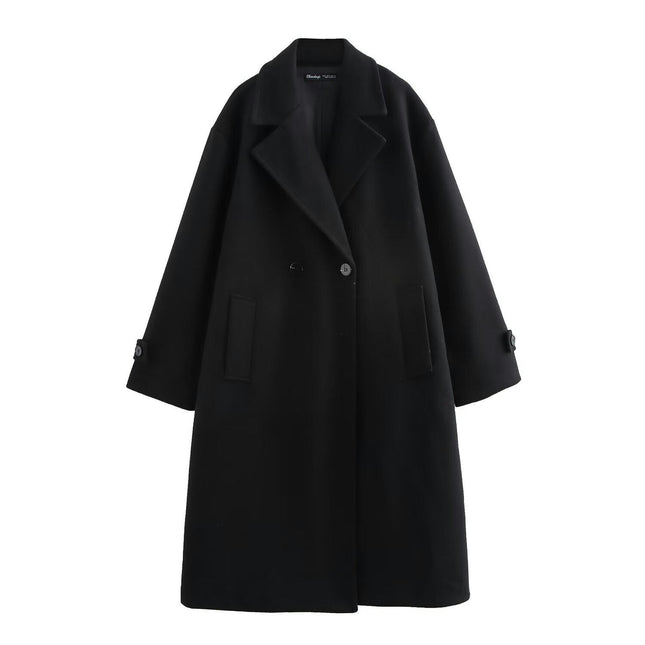 Women's Winter Blend Coat Casual Notch Lapel Double-Breasted Jackets Overcoat