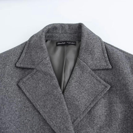 Women's Winter Blend Coat Casual Notch Lapel Double-Breasted Jackets Overcoat