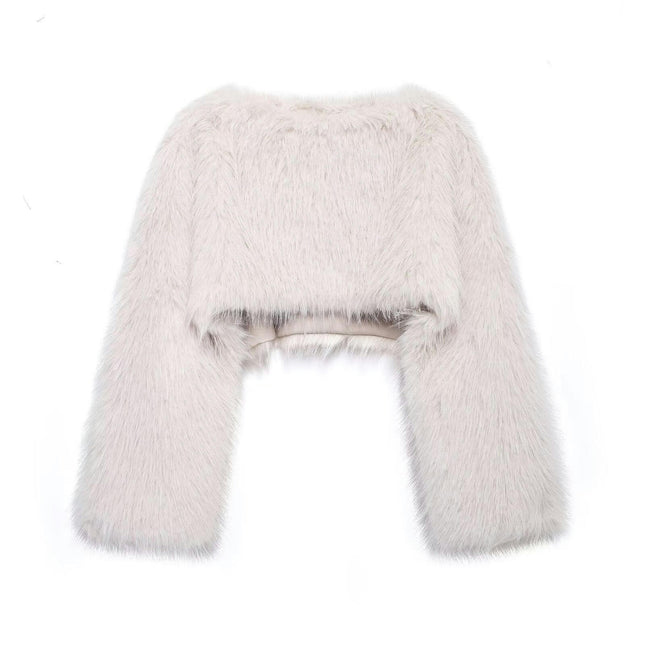 Women's Winter Fluffy Faux Fur Cropped Coat Shaggy Pullover Jacket Long Sleeve Outwear
