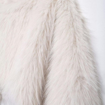 Women's Winter Fluffy Faux Fur Cropped Coat Shaggy Pullover Jacket Long Sleeve Outwear