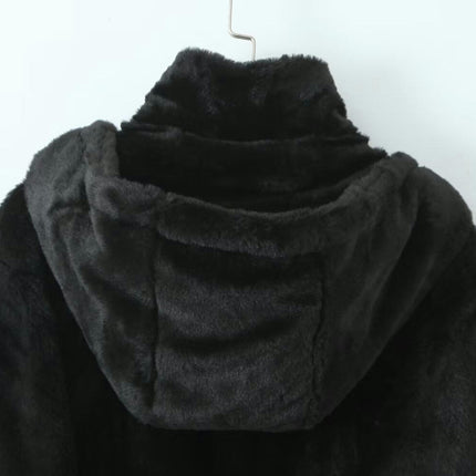 Women's Faux Fur Coat Shearling Fluffy Fuzzy Shaggy Hood Sherpa Fleece Zip Up Jacket