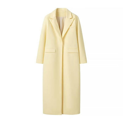 Women's Notched Lapel Coats Long One Buttoned Coats Warm Thicken Trench Overcoat