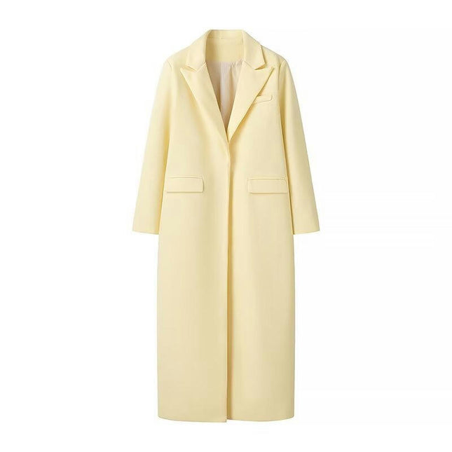 Women's Notched Lapel Coats Long One Buttoned Coats Warm Thicken Trench Overcoat