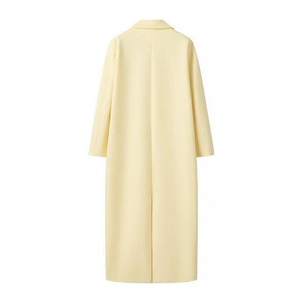 Women's Notched Lapel Coats Long One Buttoned Coats Warm Thicken Trench Overcoat