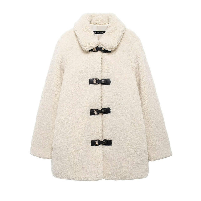 Womens Faux Fur Jackets Warm Winter Casual Button Down Lapel Collar Shaggy Outwear Coats