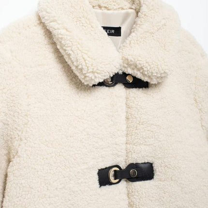 Womens Faux Fur Jackets Warm Winter Casual Button Down Lapel Collar Shaggy Outwear Coats