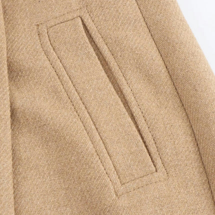 Women's Notched Lapel Jacket Double Breasted Mid-Long Blend Coat Overcoat