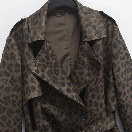 Women's Double Breasted Trench Coat Belted Notch Lapel Overcoat Outerwear