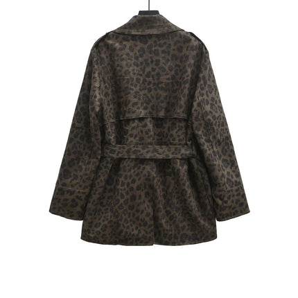 Women's Double Breasted Trench Coat Belted Notch Lapel Overcoat Outerwear