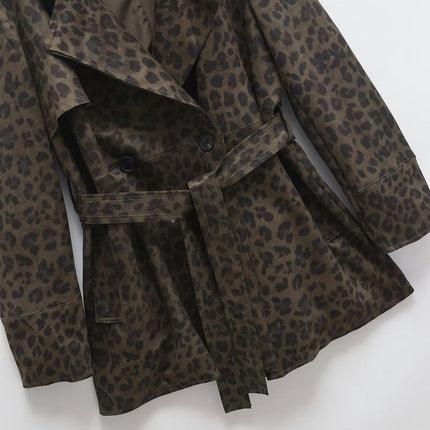 Women's Double Breasted Trench Coat Belted Notch Lapel Overcoat Outerwear