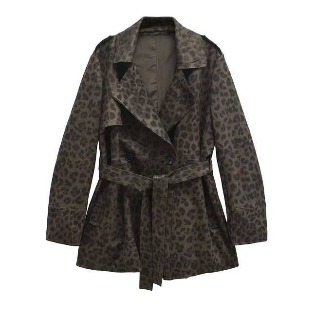 Women's Double Breasted Trench Coat Belted Notch Lapel Overcoat Outerwear