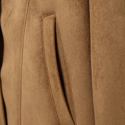 Womens Winter Faux Suede Jacket Sherpa Lined Button Down Lapel Fleece Winter Coat with Pockets