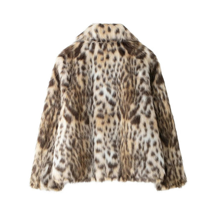 Women Fluffy Faux Fur Coat Button Down Winter Warm Fuzzy Cropped Jacket