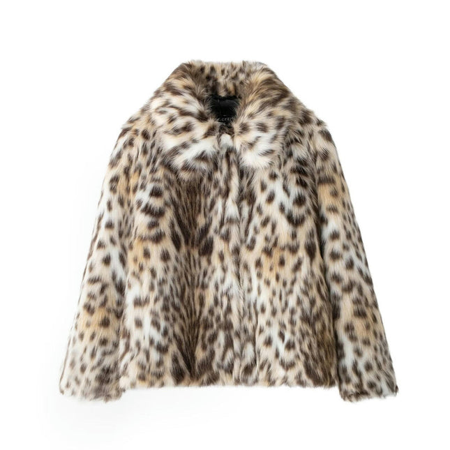 Women Fluffy Faux Fur Coat Button Down Winter Warm Fuzzy Cropped Jacket