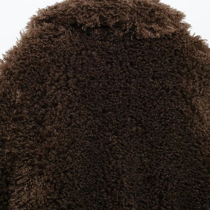Women's Cropped Faux Fur Jacket Warm Winter Long Sleeve Coats Shaggy Furry Outerwear