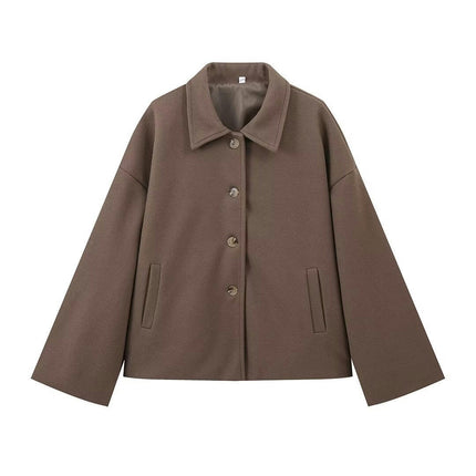 Women's Fall Winter Cropped Jackets Trendy Warm Casual Lapel Button Down Coat