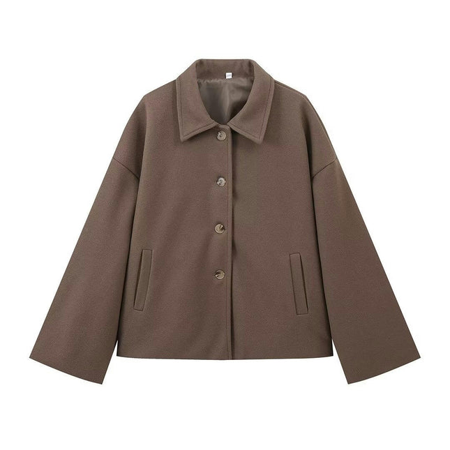 Women's Fall Winter Cropped Jackets Trendy Warm Casual Lapel Button Down Coat