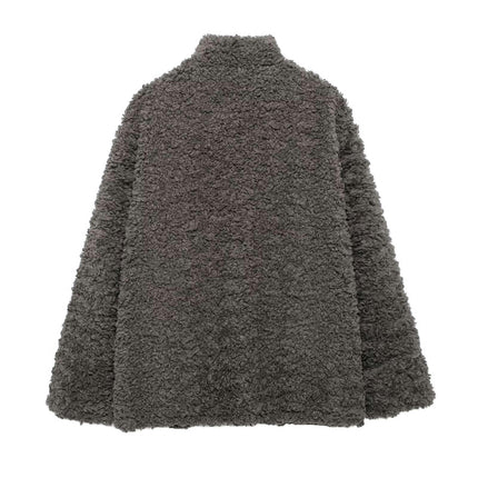 Women's Warm Winter Coats Long Sleeve Button Down Fuzzy Sherpa Fleece Jackets Outerwear