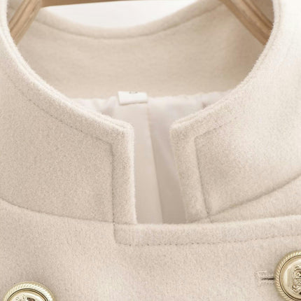 Women's Winter Overcoat Elegant Stand Collar Double Breasted Coat Outerwear