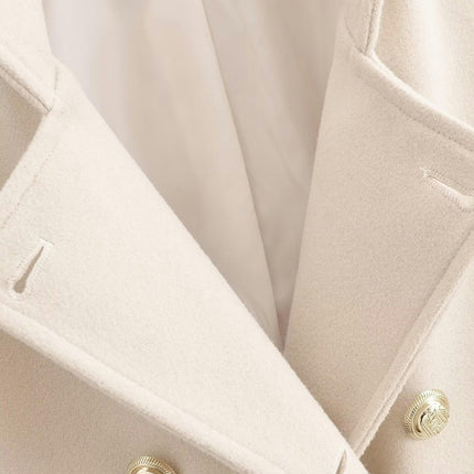 Women's Winter Overcoat Elegant Stand Collar Double Breasted Coat Outerwear