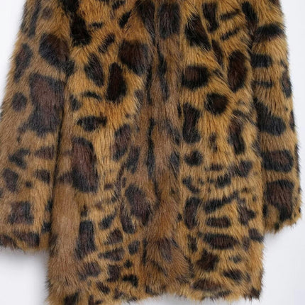 Women Faux Fur Winter Coats Warm Lapel Fuzzy Jacket Overcoat Fashion Outerwear