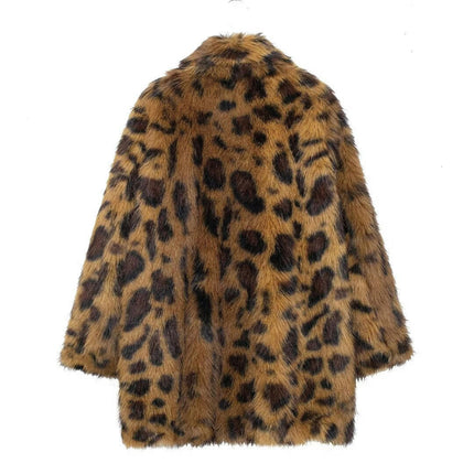 Women Faux Fur Winter Coats Warm Lapel Fuzzy Jacket Overcoat Fashion Outerwear