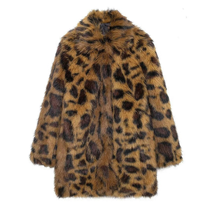 Women Faux Fur Winter Coats Warm Lapel Fuzzy Jacket Overcoat Fashion Outerwear