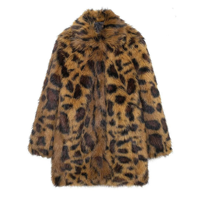 Women Faux Fur Winter Coats Warm Lapel Fuzzy Jacket Overcoat Fashion Outerwear