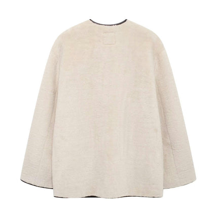 Women's Button Down Sherpa Fleece Jacket Loose Long Sleeve Outwear Coat with Pockets
