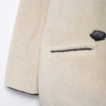 Women's Button Down Sherpa Fleece Jacket Loose Long Sleeve Outwear Coat with Pockets
