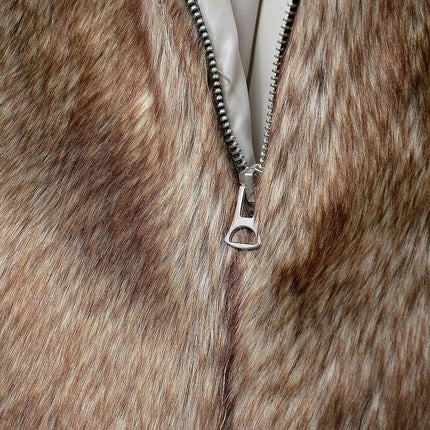 Womens Cropped Faux Fur Jacket Shaggy Lapel Zip Up Winter Coats Fuzzy Warm Outerwear