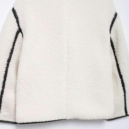 Women Faux Fur Jackets Stand Collar Fleece Buttons Shaggy Winter Warm Outerwear Coats