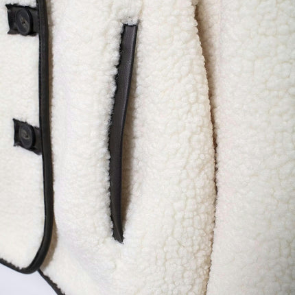 Women Faux Fur Jackets Stand Collar Fleece Buttons Shaggy Winter Warm Outerwear Coats