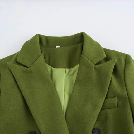 Women Winter Coat Overcoat Notched Collar Jacket Double Breasted Outerwear