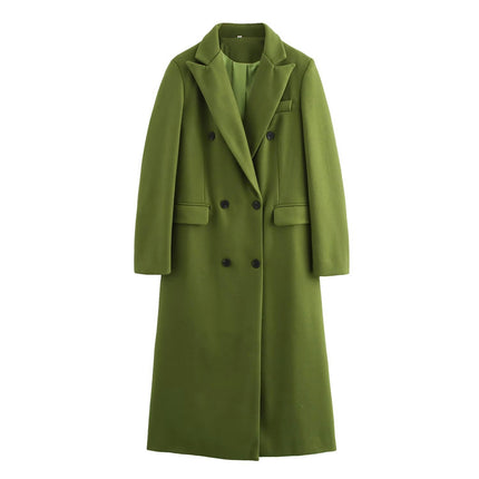 Women Winter Coat Overcoat Notched Collar Jacket Double Breasted Outerwear
