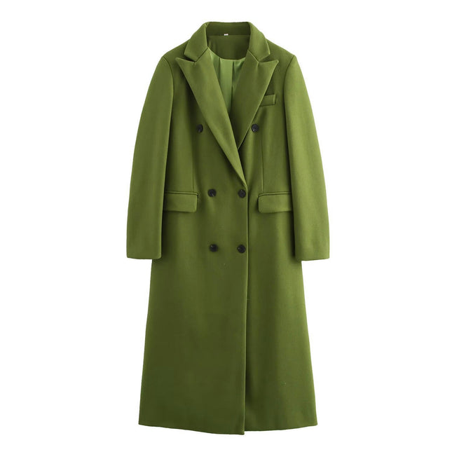 Women Winter Coat Overcoat Notched Collar Jacket Double Breasted Outerwear