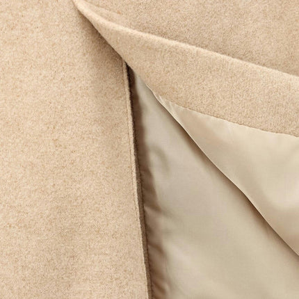 Women's Notch Lapel Winter Coat Single Breasted Mid-Long Wool Blend Outerwear