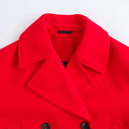 Women's Winter Wool Blend Coat Notch Lapel Double Breasted Warm Coat Mid-Long Outerwear