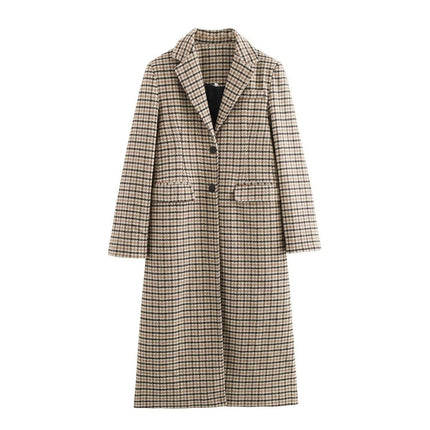 Long Coat for Women Winter Single Breasted Notched Lapel Collar Jackets Overcoat