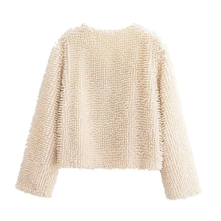 Women's Fall Casual Cropped Jacket Elegant Open Front Long Sleeve Coat