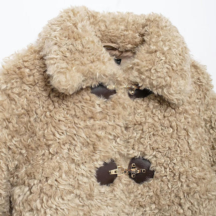 Women's Long Sleeve Sherpa Fleece Jackets Lapel Faux Fuzzy Coat Winter Warm Outwear