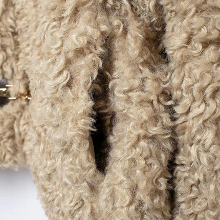 Women's Long Sleeve Sherpa Fleece Jackets Lapel Faux Fuzzy Coat Winter Warm Outwear